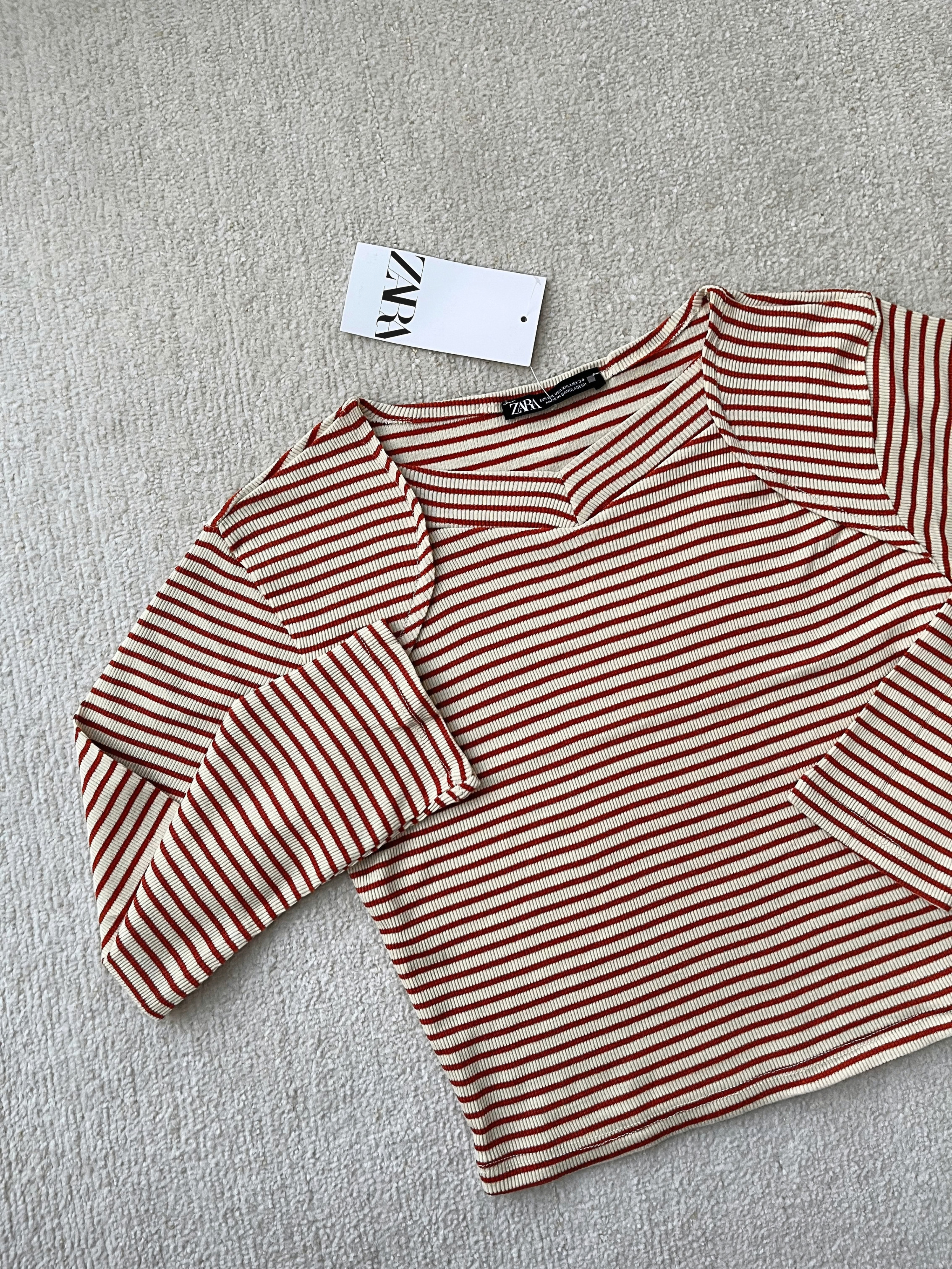 بلوز کراپ راه راه زارا zara